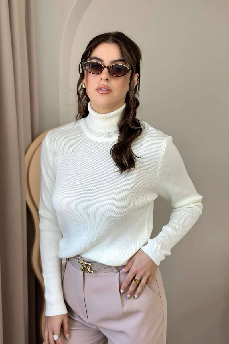 SIMPLE SWEATER FOR WOMEN CREAM/KREM - 4