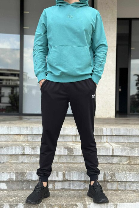 SIMPLE SWEATSHIRT+SWEATPANTS MEN SET BLUE STONE/GK - KLAUDIO FASHION