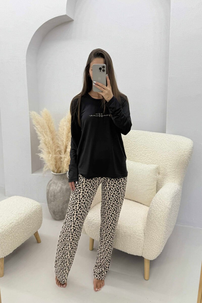 SIMPLE SWEATSHIRT+TROUSERS WOMEN PYJAMAS BLACK/ E ZEZE - 1
