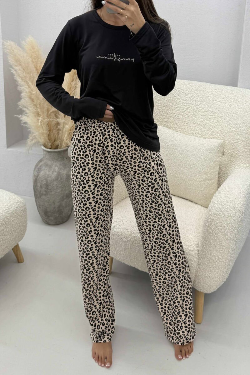SIMPLE SWEATSHIRT+TROUSERS WOMEN PYJAMAS BLACK/ E ZEZE - 2