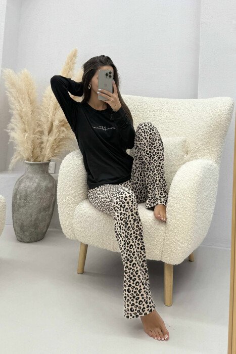 SIMPLE SWEATSHIRT+TROUSERS WOMEN PYJAMAS BLACK/ E ZEZE - 4
