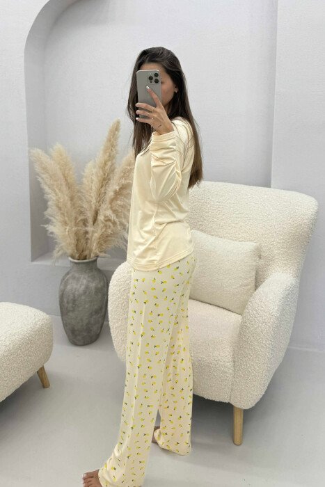 SIMPLE SWEATSHIRT+TROUSERS WOMEN PYJAMAS CREAM/KREM - 4
