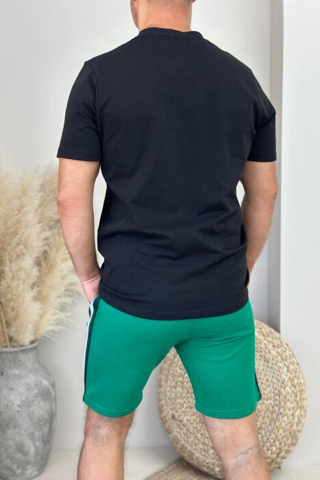 SIMPLE T-SHIRT+SHORTS MEN SET BLACK-GREEN/ZEJE - 4