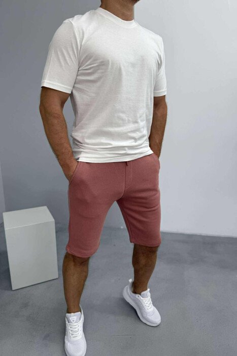 SIMPLE T-SHIRT+SHORTS MEN SET WHITE-POWDER/BAPU - 
