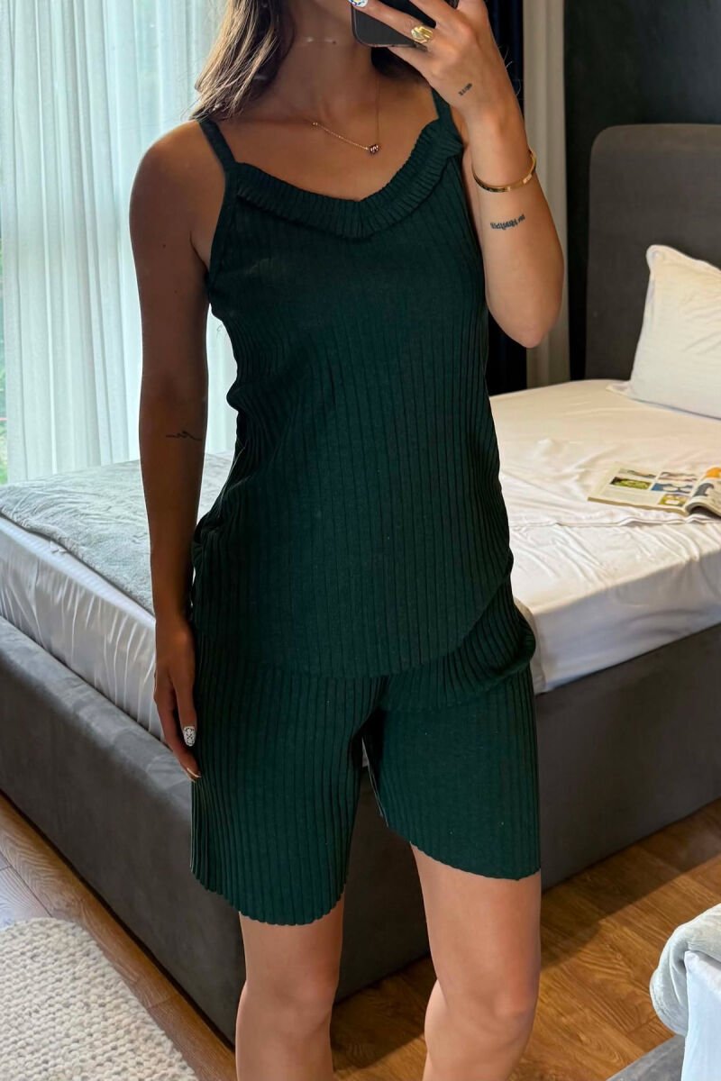 SIMPLE TANK TOP + SHORTS WOMAN PYJAMAS DARK GREEN/JEE - 5