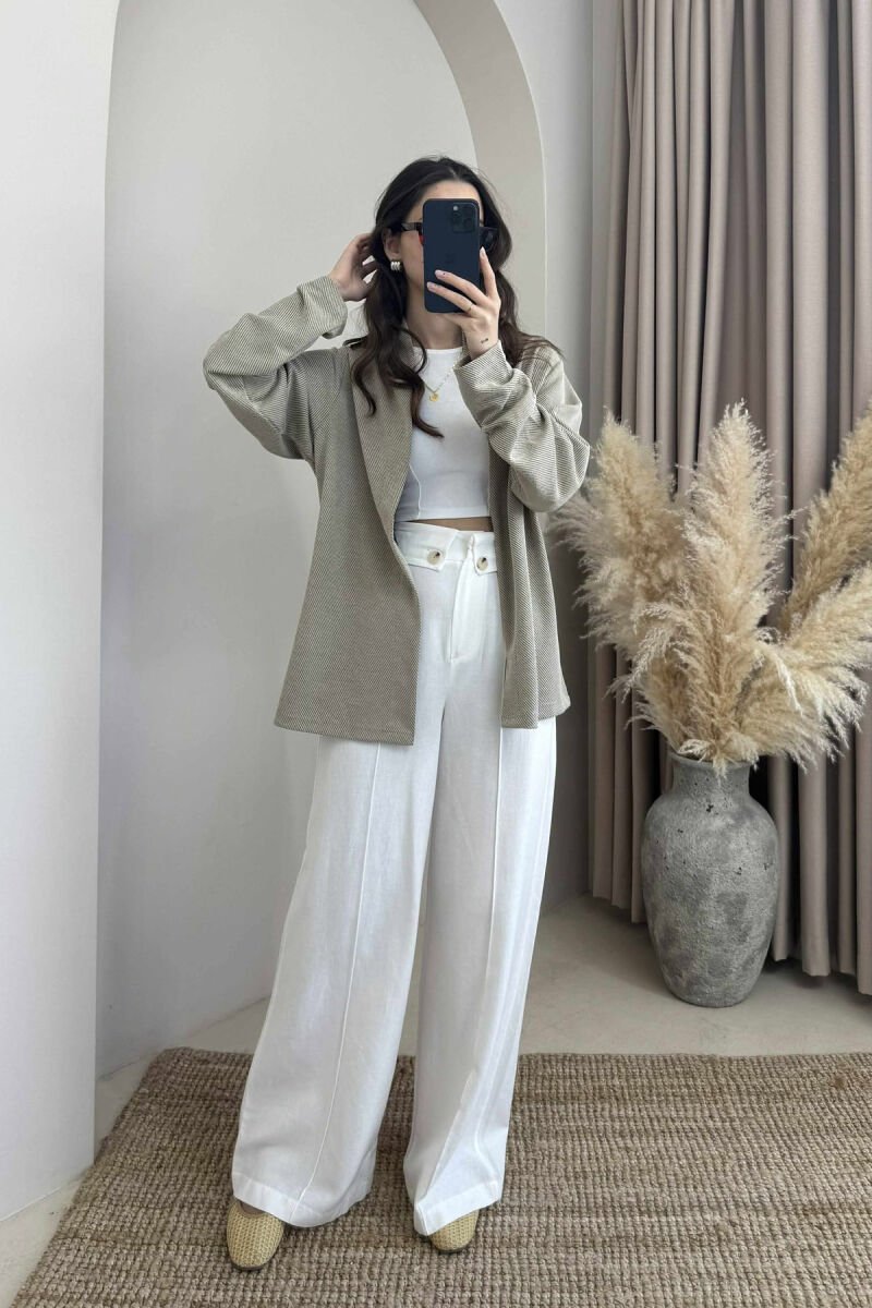 SIMPLE TEXTURED WOMEN SHIRT BEIGE/BEZHE - 1