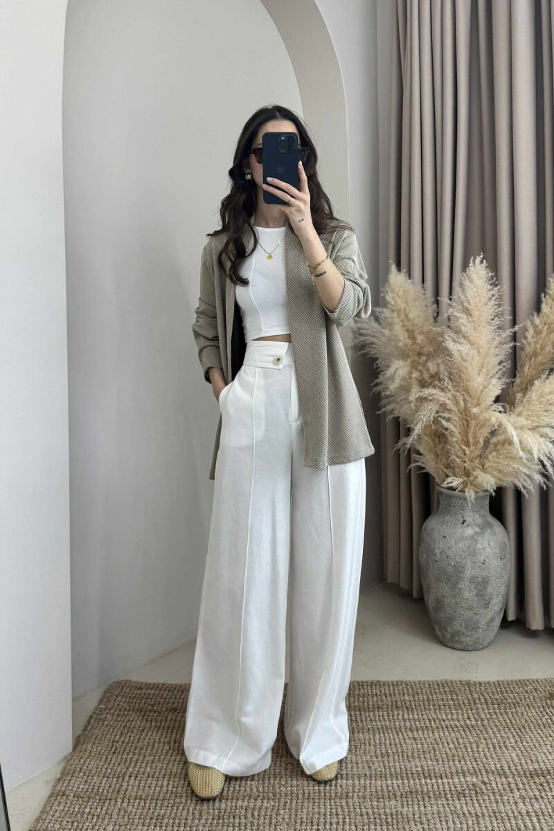 SIMPLE TEXTURED WOMEN SHIRT BEIGE/BEZHE - 2