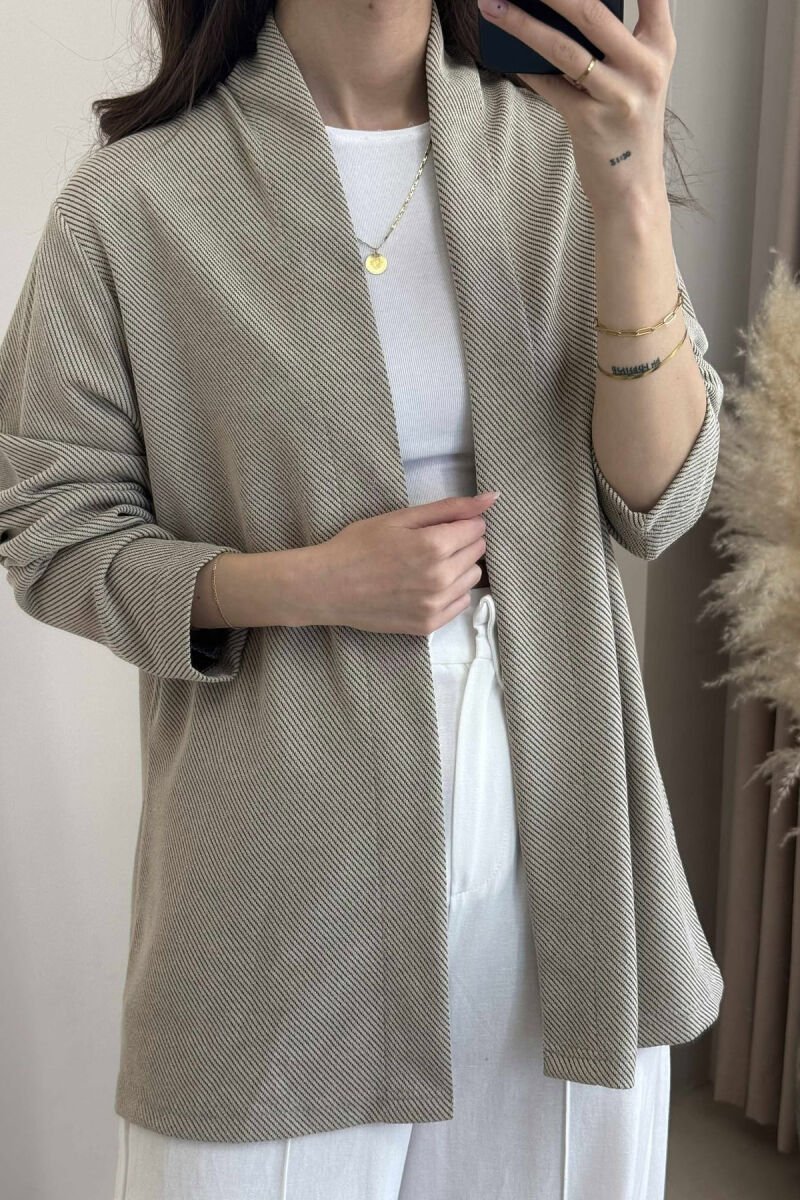 SIMPLE TEXTURED WOMEN SHIRT BEIGE/BEZHE - 3