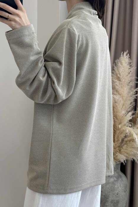 SIMPLE TEXTURED WOMEN SHIRT BEIGE/BEZHE - 4
