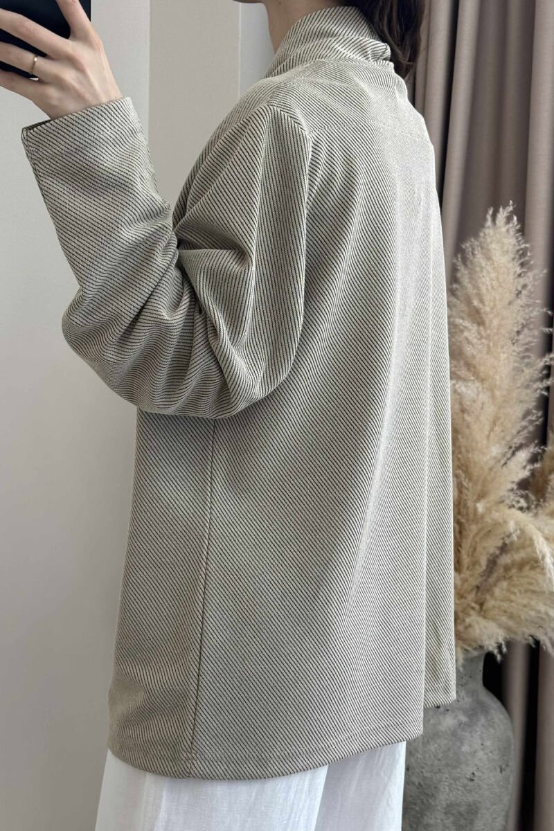SIMPLE TEXTURED WOMEN SHIRT BEIGE/BEZHE - 4
