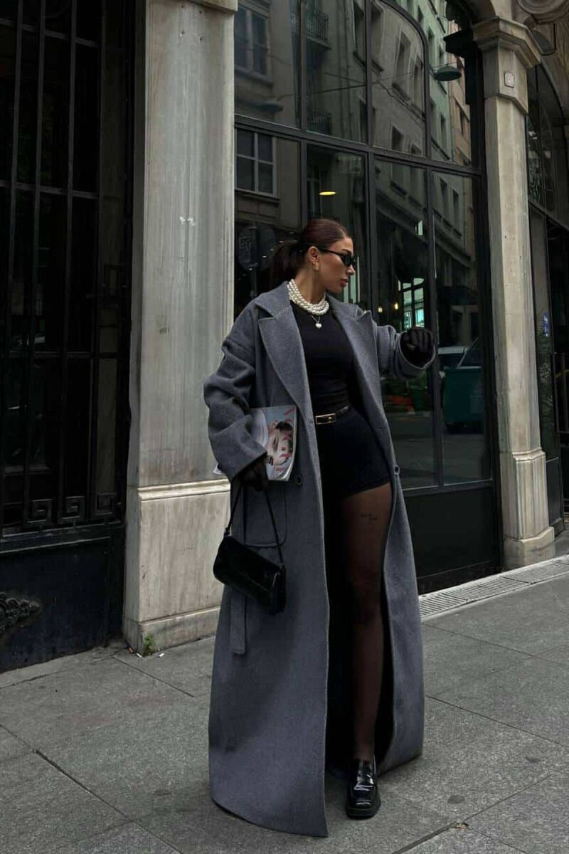 SIMPLE TEXTURED WOMEN COAT GREY/GRI - 1