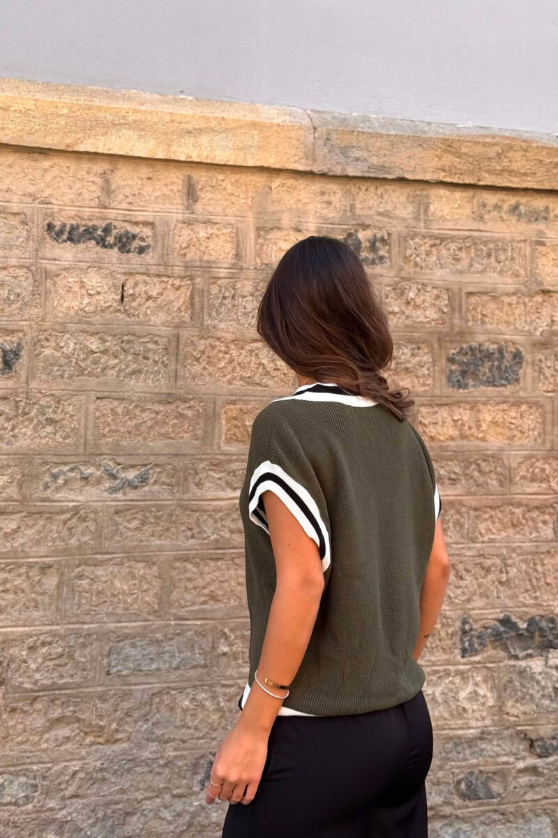 SIMPLE V NECK WOMEN VEST GREEN/JESHILE - 3