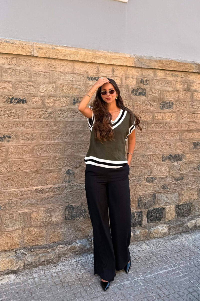 SIMPLE V NECK WOMEN VEST GREEN/JESHILE - 4