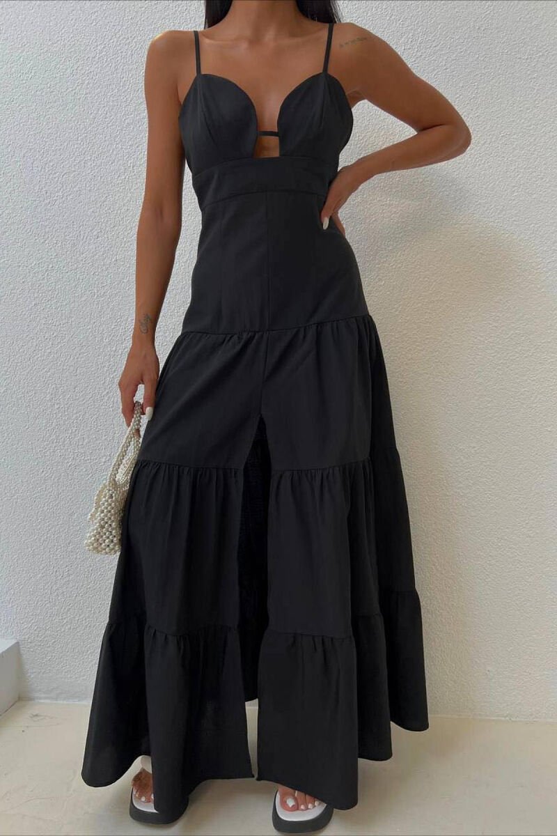 SIMPLE WAVY WOMAN DRESS BLACK/ E ZEZE - 1
