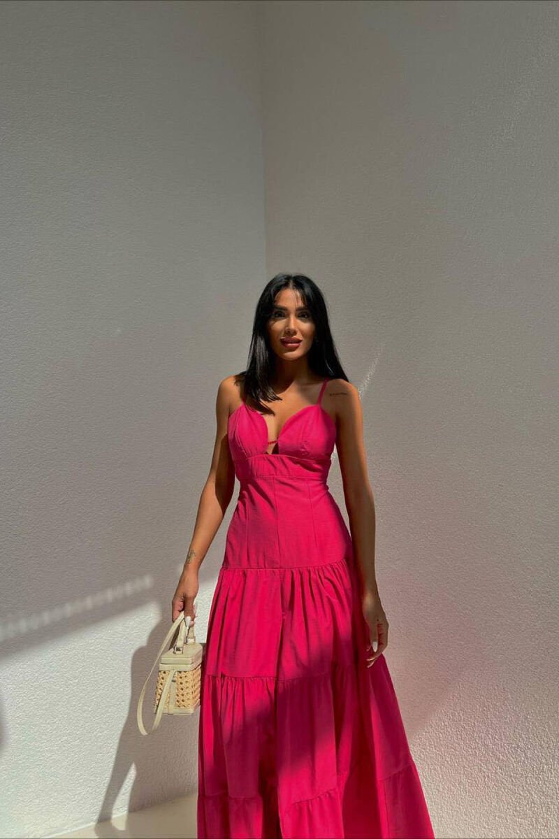 SIMPLE WAVY WOMAN DRESS FUCHSIA/CIKLAMI - 1