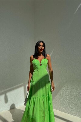 SIMPLE WAVY WOMAN DRESS LIGHT GREEN/JEZB - KLAUDIO FASHION