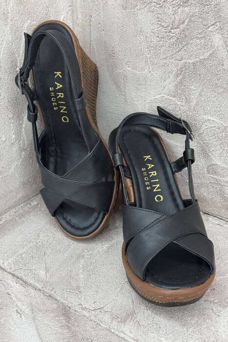 SIMPLE WEDGE WOMEN SANDALS BLACK/ E ZEZE - 3