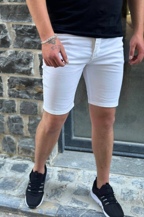 SIMPLE WHITE MAN SHORT JEANS WHITE-E BARDHE - KLAUDIO FASHION