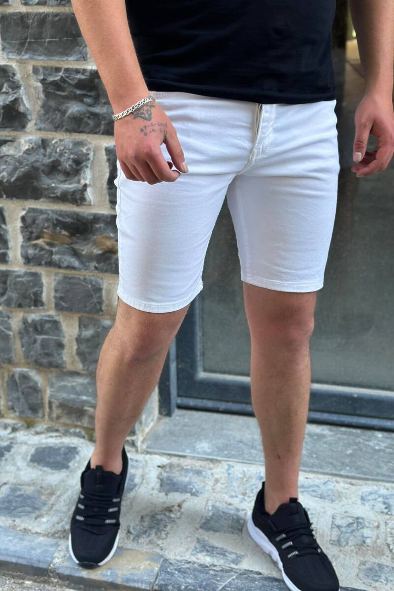 SIMPLE WHITE MAN SHORT JEANS WHITE-E BARDHE - 1
