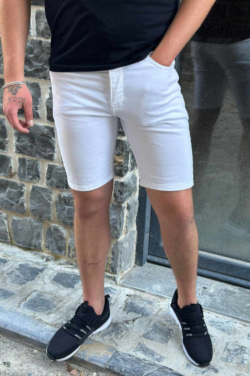 SIMPLE WHITE MAN SHORT JEANS WHITE-E BARDHE - 2