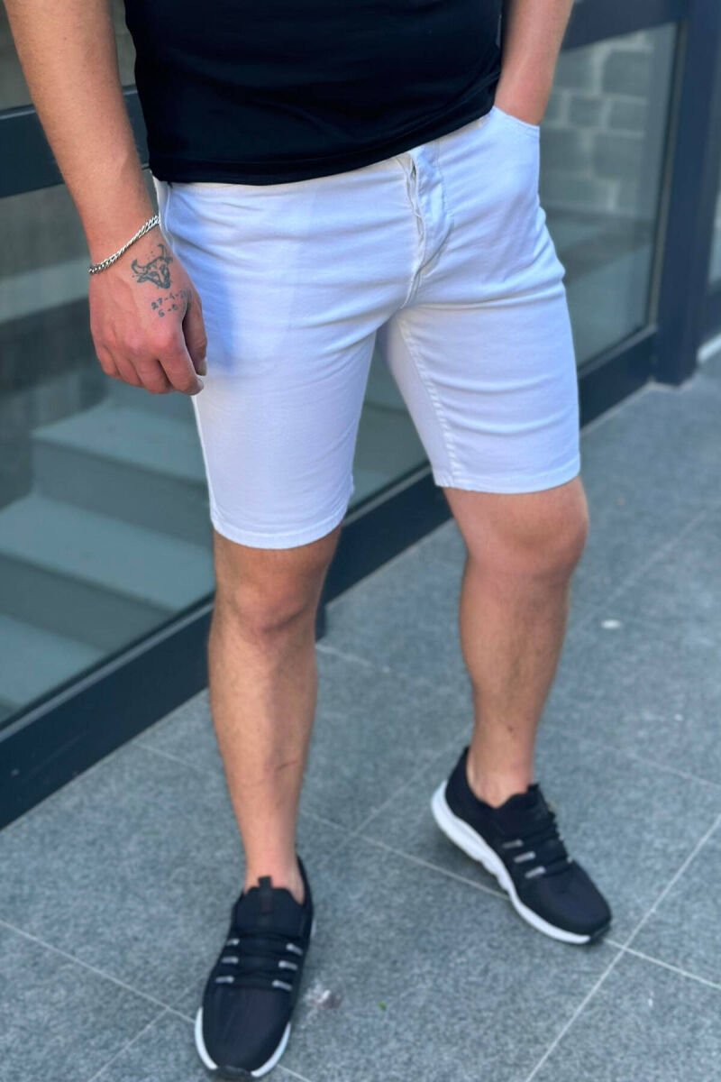 SIMPLE WHITE MAN SHORT JEANS WHITE-E BARDHE - 1