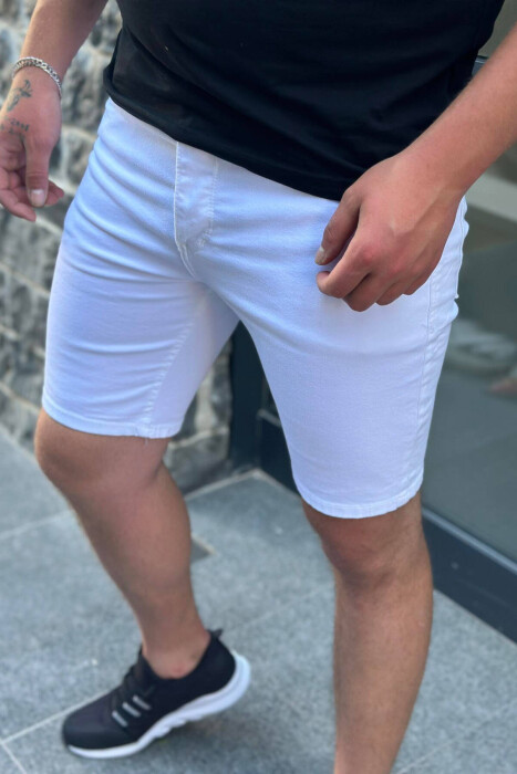 SIMPLE WHITE MAN SHORT JEANS WHITE-E BARDHE - 2