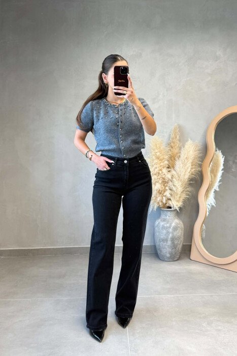 SIMPLE WIDE LEG WOMAN JEANS BLACK/ E ZEZE - 1