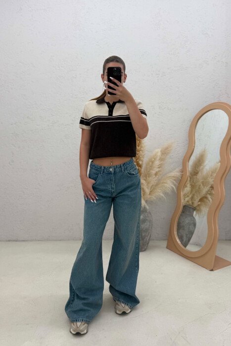 SIMPLE WIDE LEG WOMAN JEANS BLUE/BLU - 1