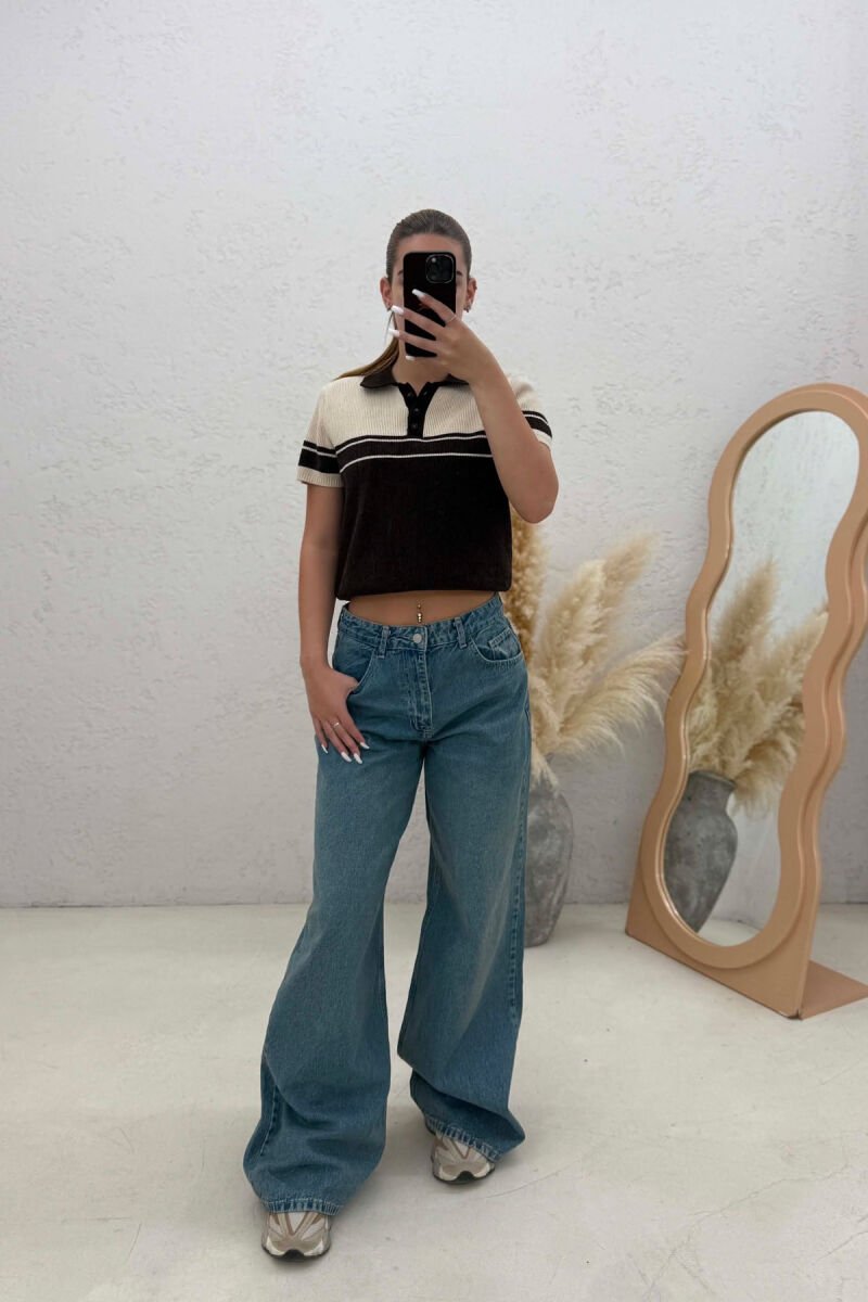 SIMPLE WIDE LEG WOMAN JEANS BLUE/BLU - 1