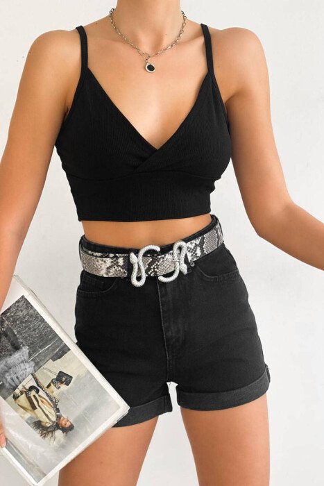 SIMPLE WOMAN BLACK SHORTS BLACK/ E ZEZE 