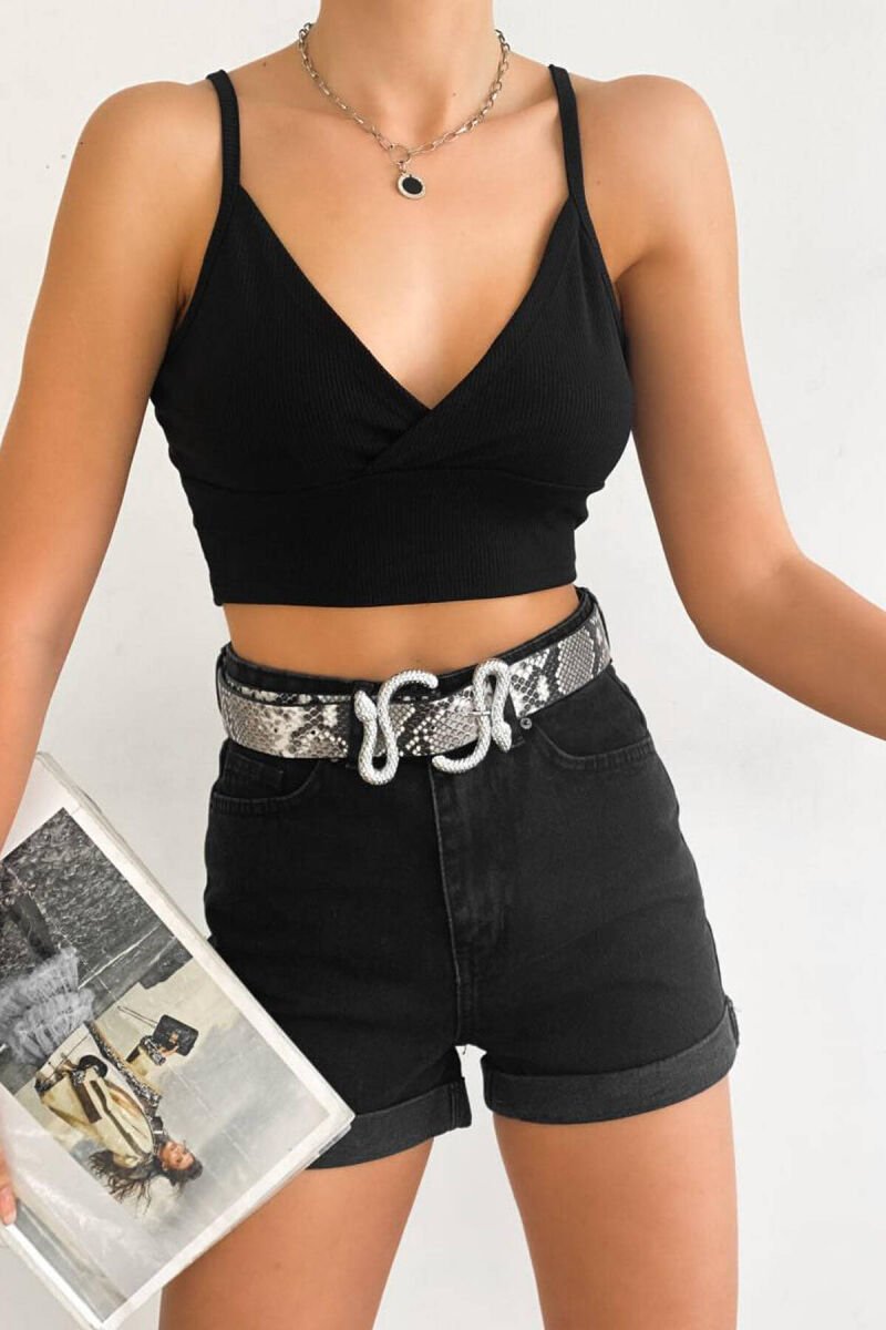 SIMPLE WOMAN BLACK SHORTS BLACK/ E ZEZE - 1