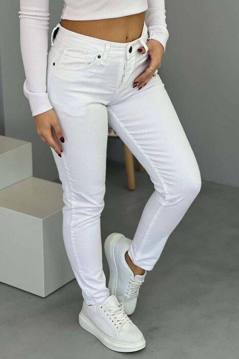 SIMPLE WOMAN JEANS WHITE-E BARDHE - KLAUDIO FASHION
