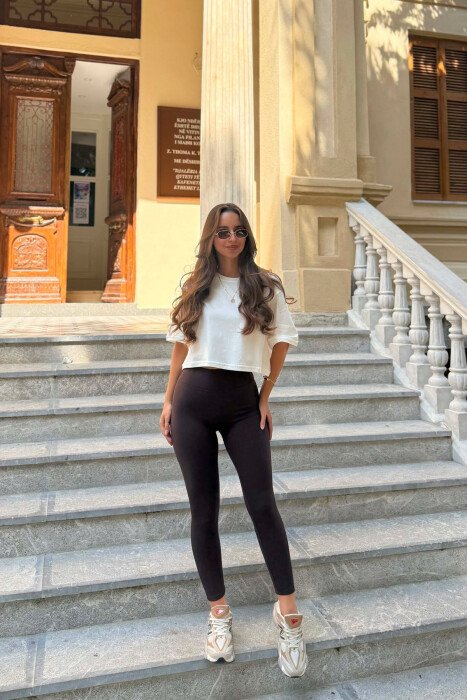 SIMPLE WOMAN LEGGINGS DARK BROWN/KAE - KLAUDIO FASHION