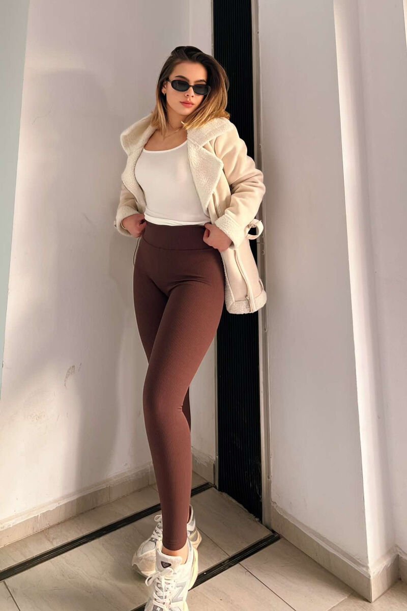 SIMPLE WOMAN LEGGINGS BROWN/KAFE - 4
