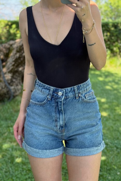 SIMPLE WOMAN SHORT JEANS BLUE/BLU - 4
