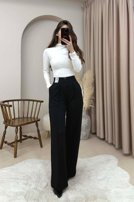 SMALL LOGO ONE COLOR WOMEN TROUSERS BLACK/ E ZEZE - 3