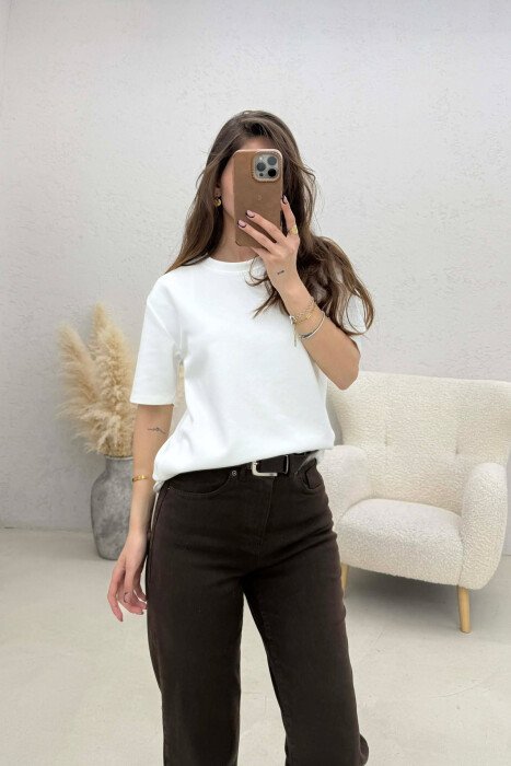 SIMPLE WOMAN T-SHIRT WHITE-E BARDHE - KLAUDIO FASHION