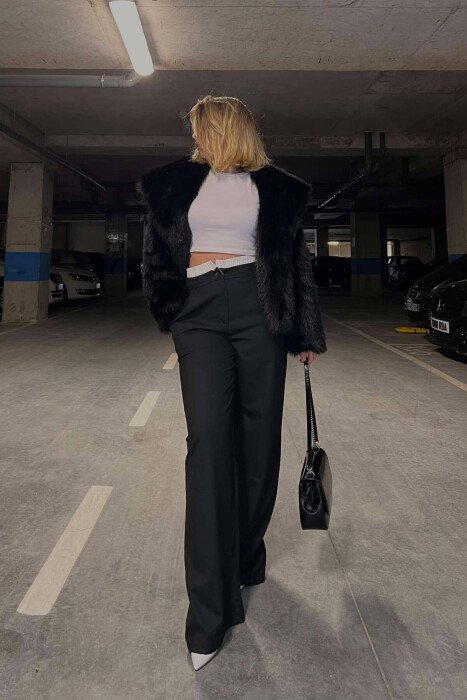 SIMPLE TWO COLOR WOMAN TROUSERS BLACK/ E ZEZE 
