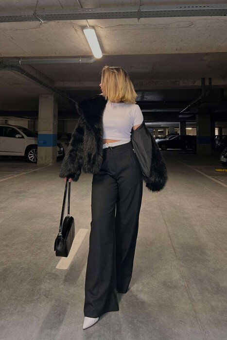 SIMPLE TWO COLOR WOMAN TROUSERS BLACK/ E ZEZE - 2
