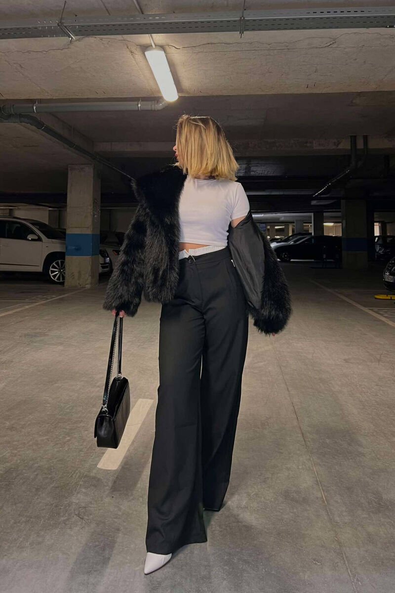 SIMPLE TWO COLOR WOMAN TROUSERS BLACK/ E ZEZE - 2