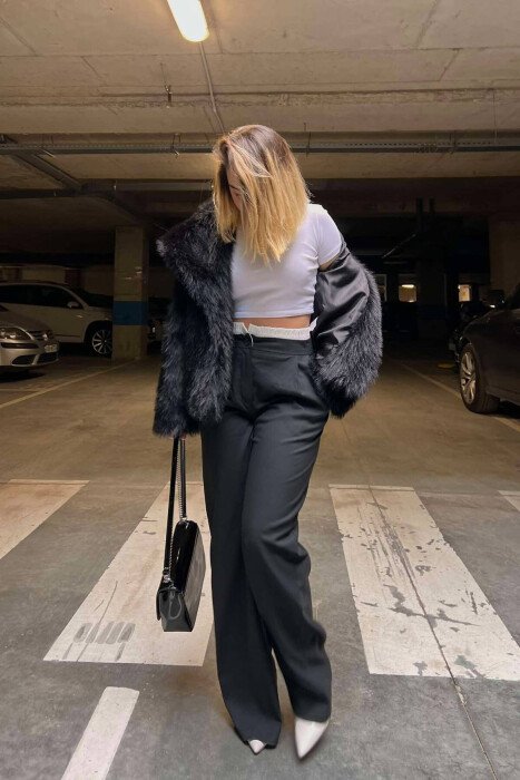 SIMPLE TWO COLOR WOMAN TROUSERS BLACK/ E ZEZE - 4