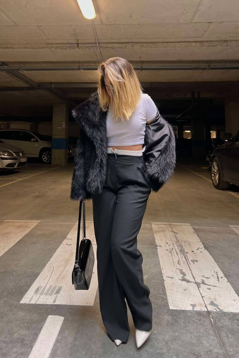 SIMPLE TWO COLOR WOMAN TROUSERS BLACK/ E ZEZE - 4