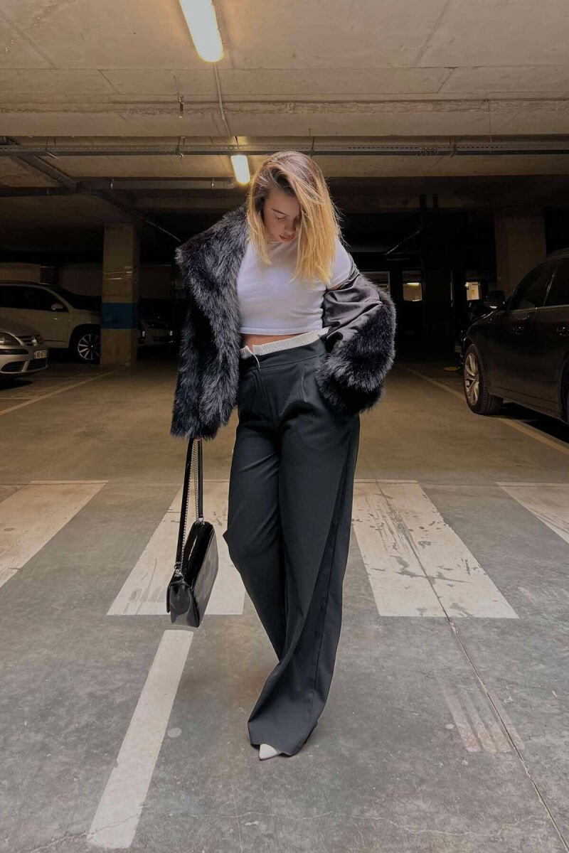 SIMPLE TWO COLOR WOMAN TROUSERS BLACK/ E ZEZE - 5
