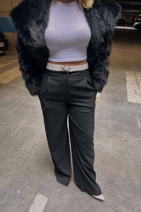 SIMPLE TWO COLOR WOMAN TROUSERS BLACK/ E ZEZE - 6