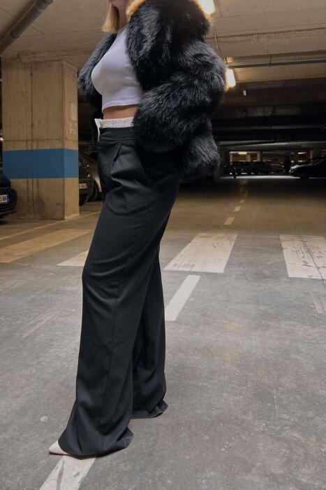 SIMPLE TWO COLOR WOMAN TROUSERS BLACK/ E ZEZE - 7