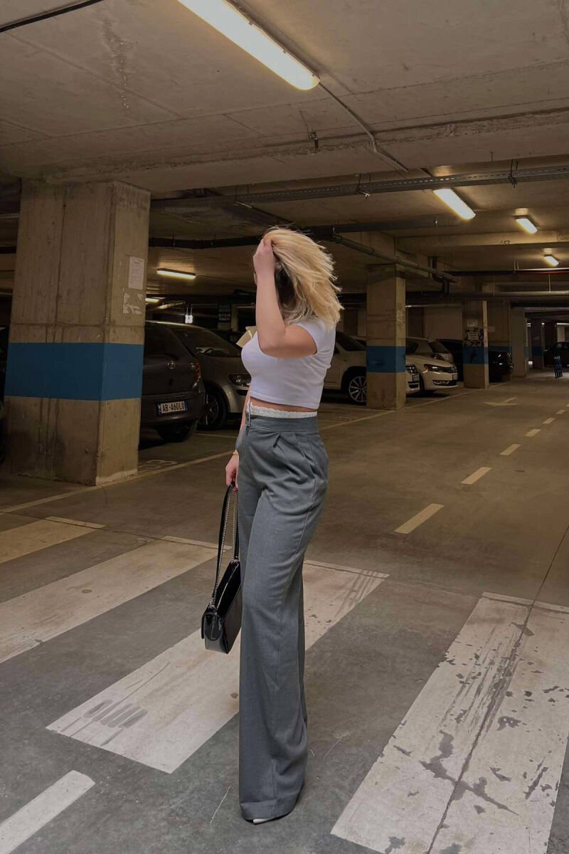 SIMPLE TWO COLOR WOMAN TROUSERS DARK GREY/GEE - 3