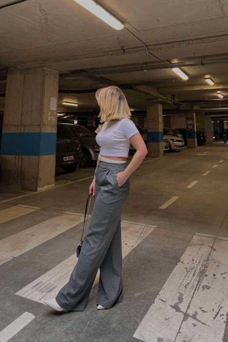 SIMPLE TWO COLOR WOMAN TROUSERS DARK GREY/GEE - 4