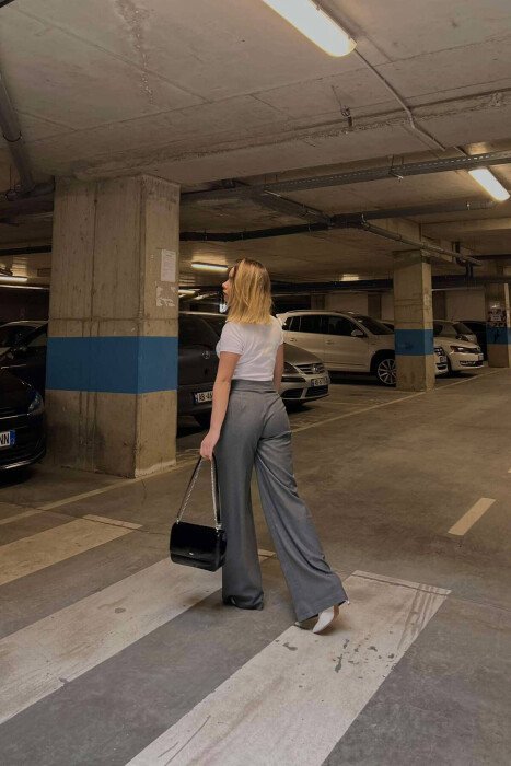 SIMPLE TWO COLOR WOMAN TROUSERS DARK GREY/GEE - 5