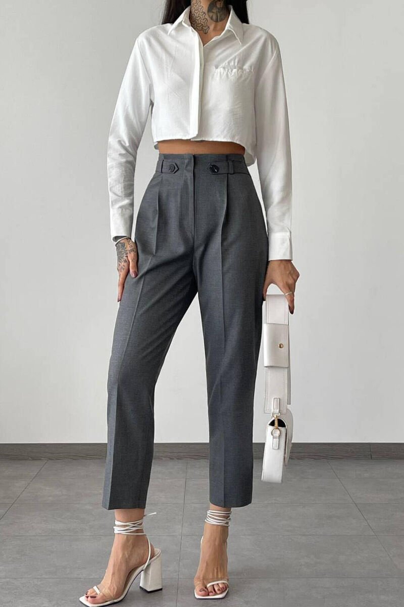 SIMPLE ONE COLOR WOMAN TROUSERS DARK GREY/GEE - 7