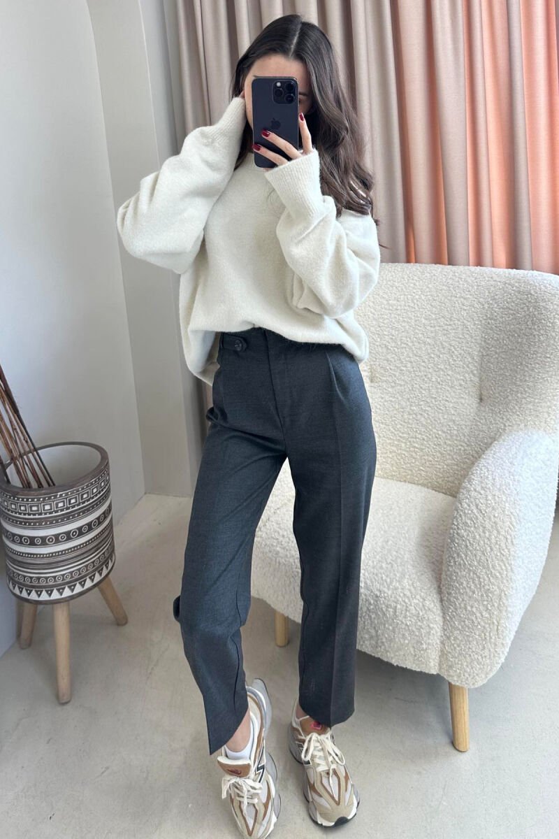 SIMPLE ONE COLOR WOMAN TROUSERS DARK GREY/GEE - 1